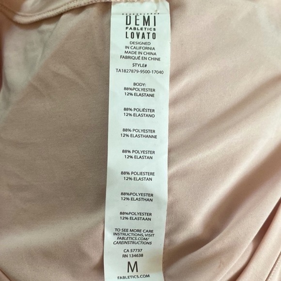 Fabletics x Demi Lovato Pale Pink Kortney Tank Top Dropped Arm Holes Size Medium - Picture 7 of 7